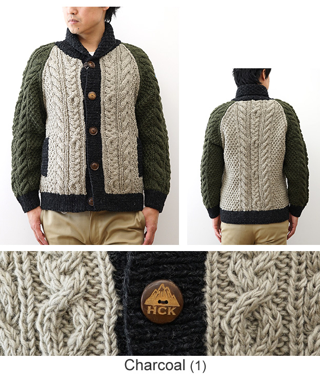 手編み 色切替 ショール カーディガン HIMALAYAN CLIMBER'S HAND-KNIT