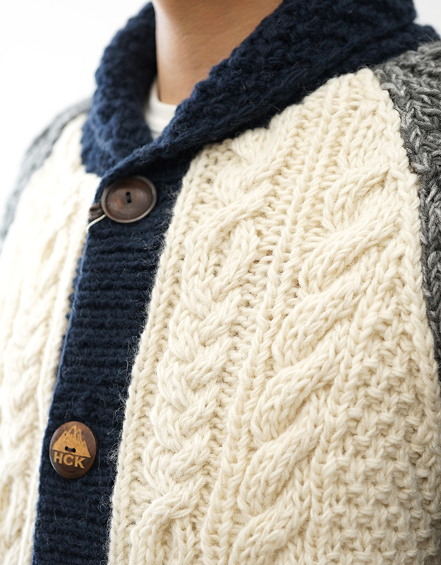 手編み 色切替 ショール カーディガン HIMALAYAN CLIMBER'S HAND-KNIT