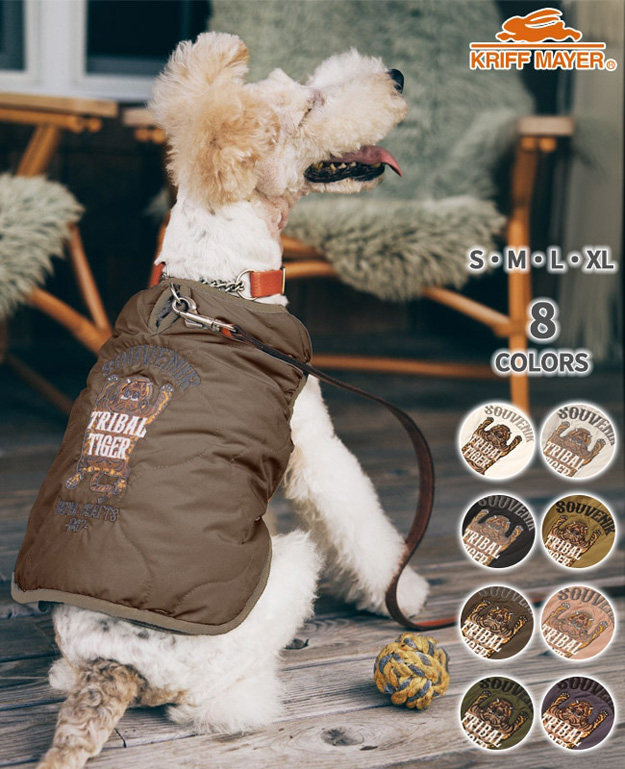 KRIFF MAYER クリフメイヤー 犬 服 スーベニア 刺繍 キルト JK DOG ジャケット アウター ペット ドッグ ウェア 小型犬 中型犬 かわいい 秋 冬 黒 2415116D