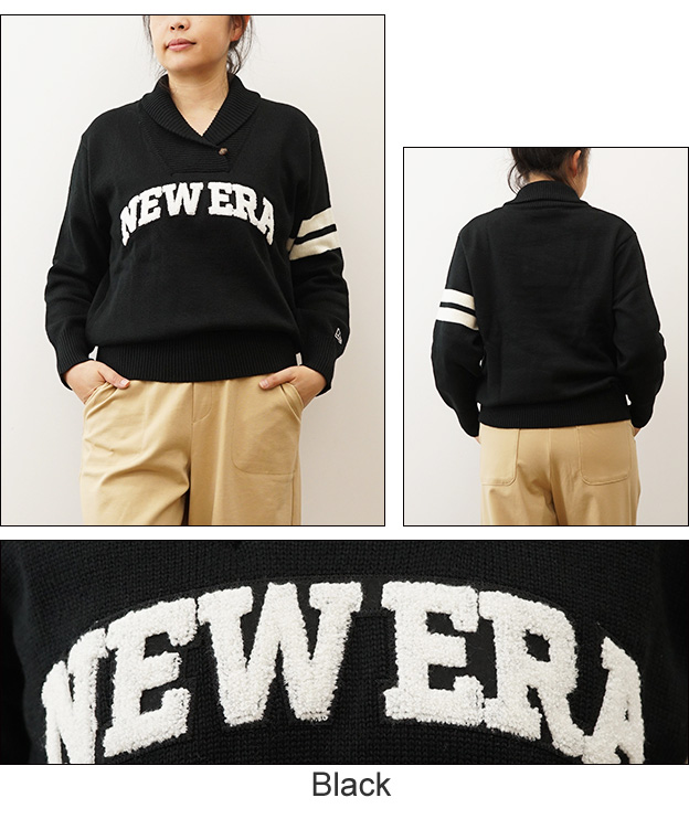 New Era ニューエラ ショールカラー ニット セーター レディース NEW ERA GOLF ゴルフ ウェア ローゲージ プルオーバー 甲羅ボタン 14326354 14326355 NEW ERA New Era ニューエラ ショールカラー ニット セーター