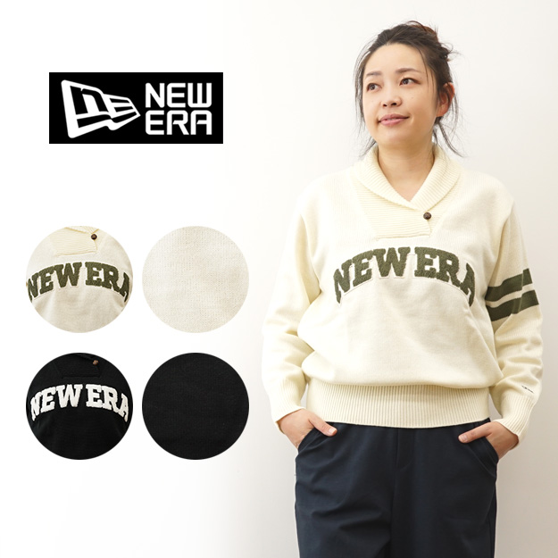 New Era ニューエラ ショールカラー ニット セーター レディース NEW ERA GOLF ゴルフ ウェア ローゲージ プルオーバー 甲羅ボタン 14326354 14326355