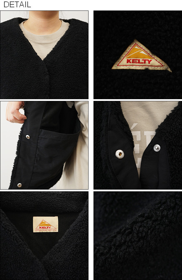 KELTY ケルティ フリース ノーカラー ベスト レディース アウター ボア ワンポイント シンプル ブランド ロゴ ゆったり かわいい KE24212114 | KELTY | 02