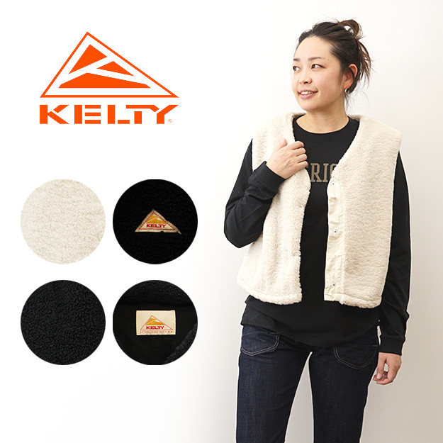 KELTY ケルティ フリース ノーカラー ベスト レディース アウター ボア ワンポイント シンプル ブランド ロゴ ゆったり かわいい KE24212114