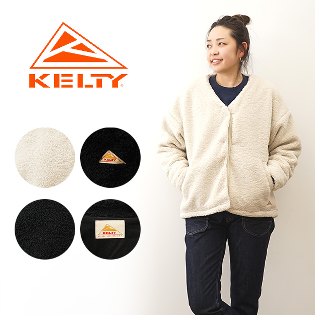 KELTY ケルティ フリース ノーカラー ジャケット レディース アウター ボア ワンポイント シンプル ブランド ロゴ ゆったり かわいい KE24212115 | KELTY