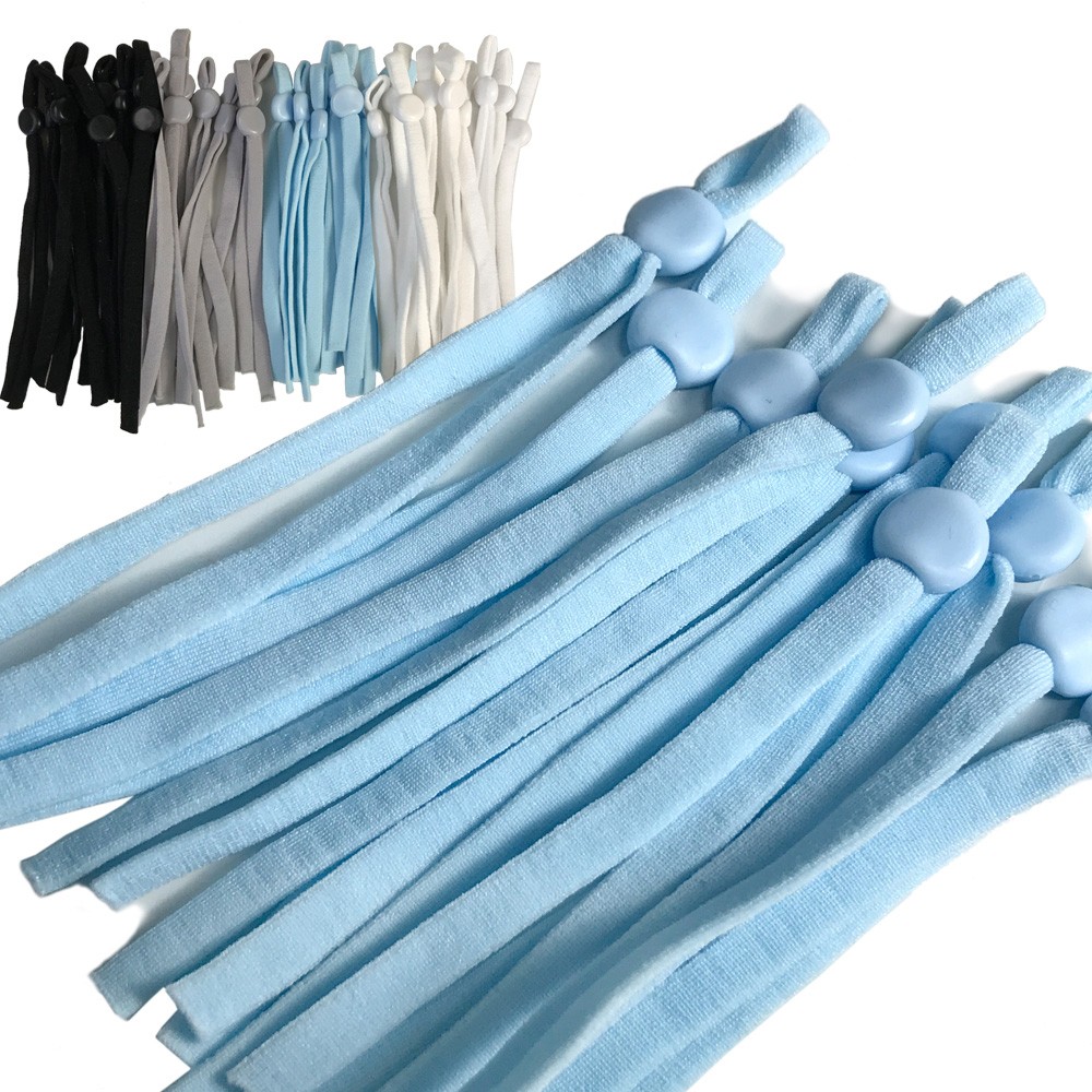 マスク用ゴム紐 （20本セット） ストッパー アジャスター 留め具付き 平タイプ 痛くない ゴム 手作り ハンドメイド用　マスク　在庫あり |  | 06