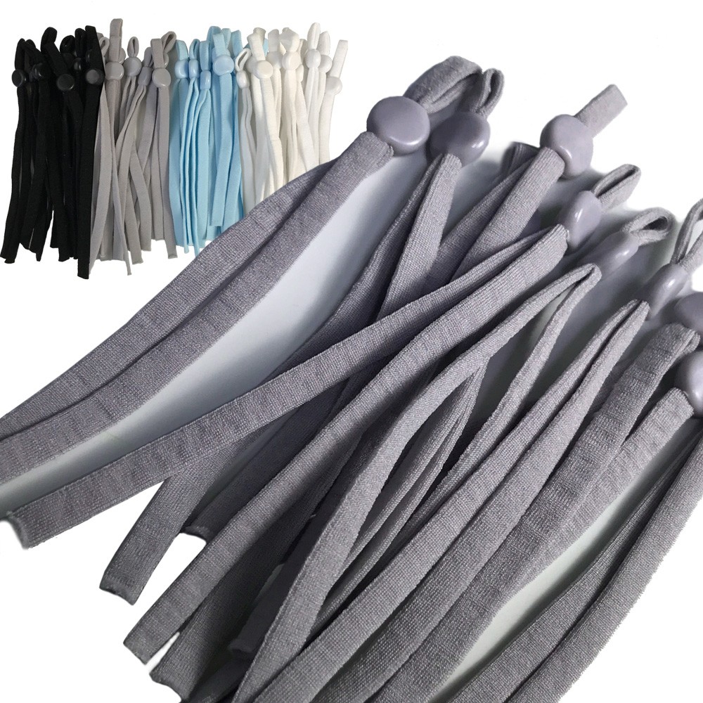 マスク用ゴム紐 （20本セット） ストッパー アジャスター 留め具付き 平タイプ 痛くない ゴム 手作り ハンドメイド用　マスク　在庫あり |  | 02