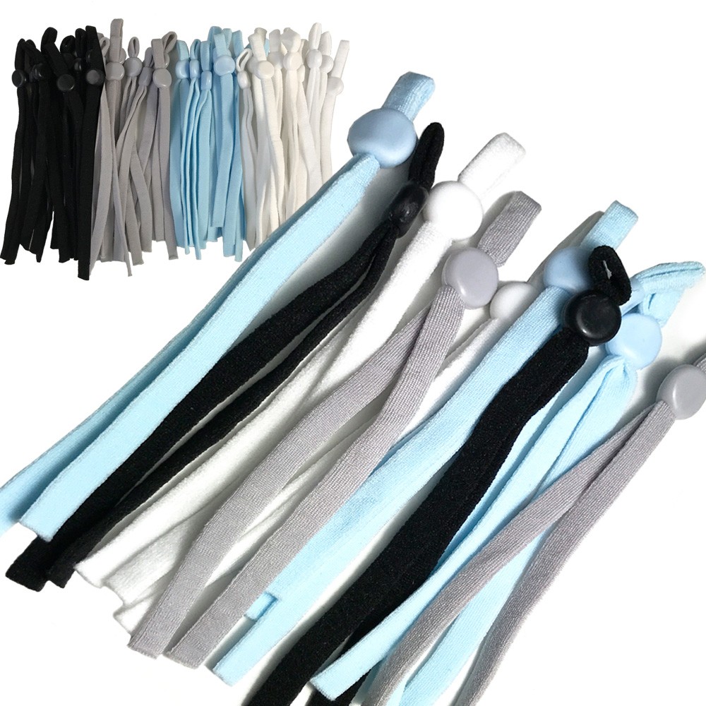 マスク用ゴム紐 （20本セット） ストッパー アジャスター 留め具付き 平タイプ 痛くない ゴム 手作り ハンドメイド用　マスク　在庫あり |  | 05