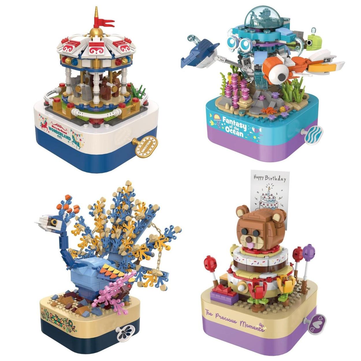 ブロック おもちゃ オルゴール 孔雀 誕生日プレゼント 子供 動く 音楽