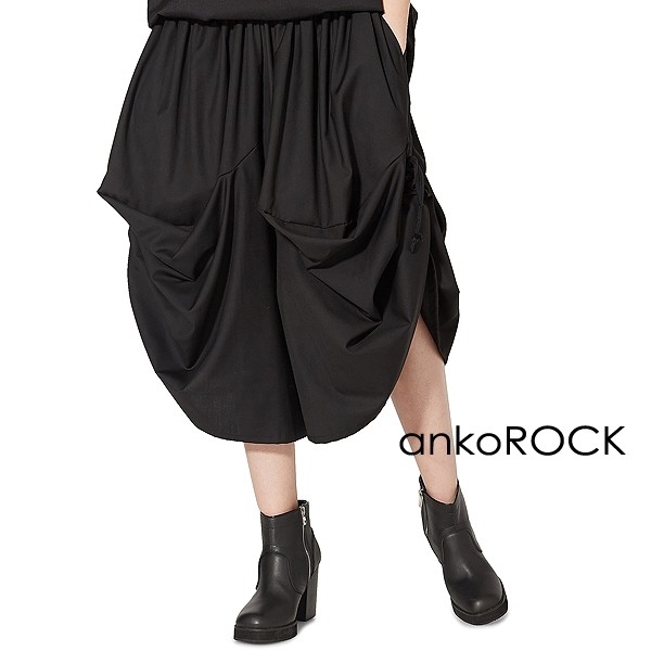 ankoROCK アンコロック ボトムス メンズ パンツ レディース ハーフパンツ ユニセックス ショート ひざ下 ビッグシルエット ドレープ 変形｜rock-the-bell｜02