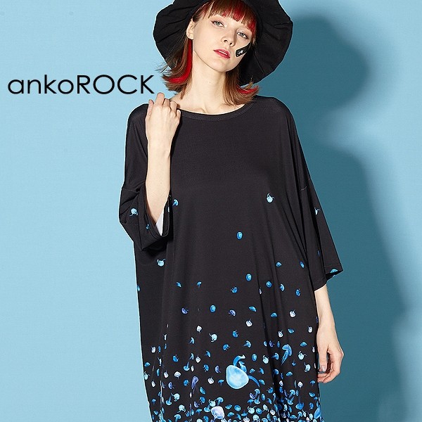 ankoROCK アンコロック ビッグ Tシャツ メンズ カットソー レディース ユニセックス 半袖 ビッグシルエット 黒 プリント バラバラ クラゲ｜rock-the-bell｜02