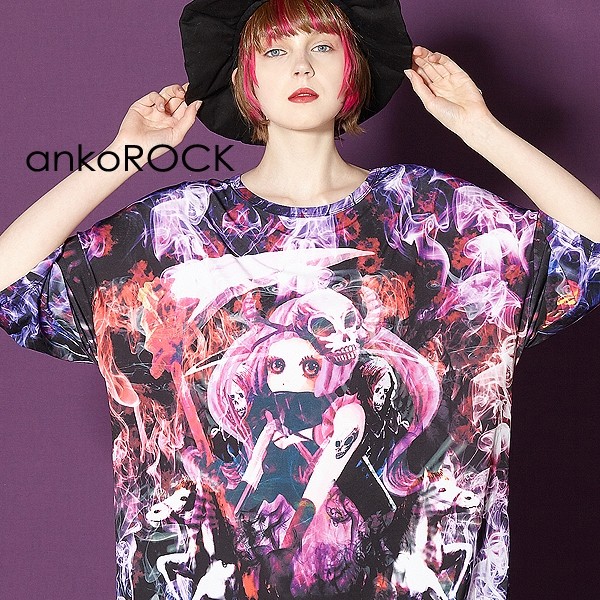 ankoROCK アンコロック ビッグ Tシャツ メンズ カットソー レディース ユニセックス 半袖 ビッグシルエット カラフル ハデス 死神 ドクロ｜rock-the-bell｜02