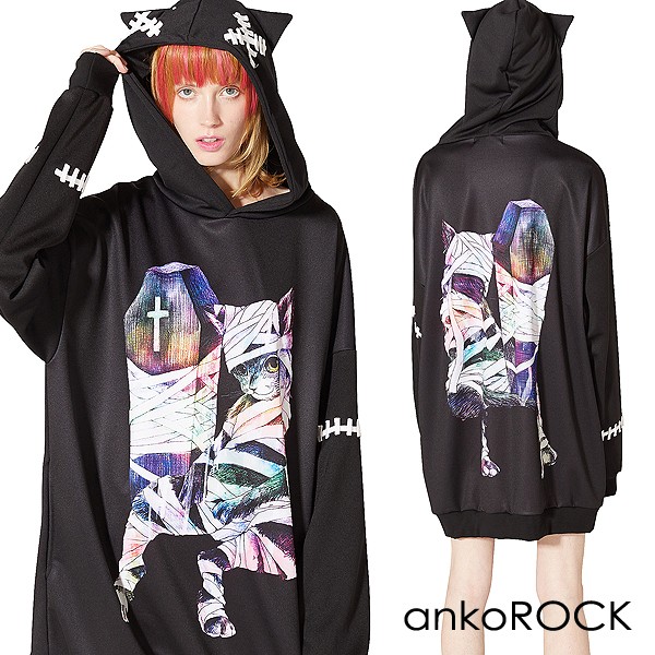 ankoROCK ネコ耳ビッグパーカー ankoROCK アンコロック パーカー メンズ プルオーバー レディース ユニ