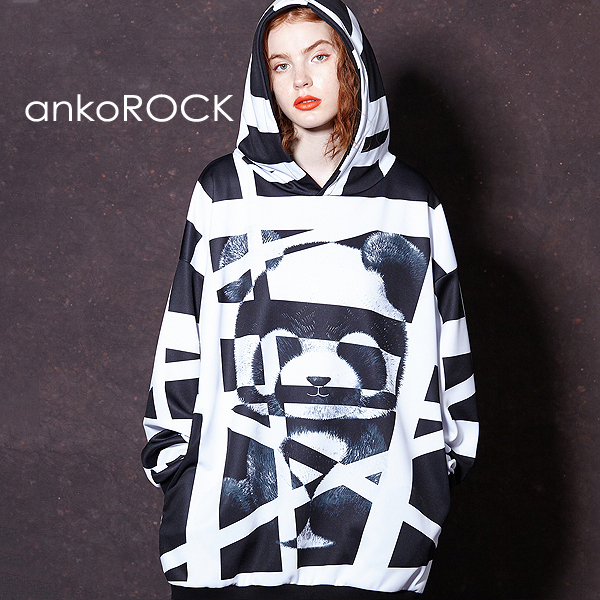 ankoROCK アンコロック トップス ロングスリーブ パーカー パンダ 