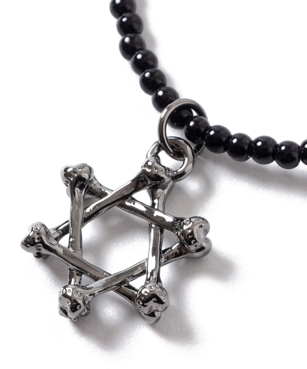 ボールビーズ ネックレス メンズ レディース 十字架 クロス スカル 鍵