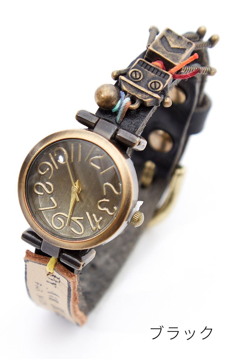an meets zakka ロボットモチーフレザーバンド腕時計 : ankoROCK