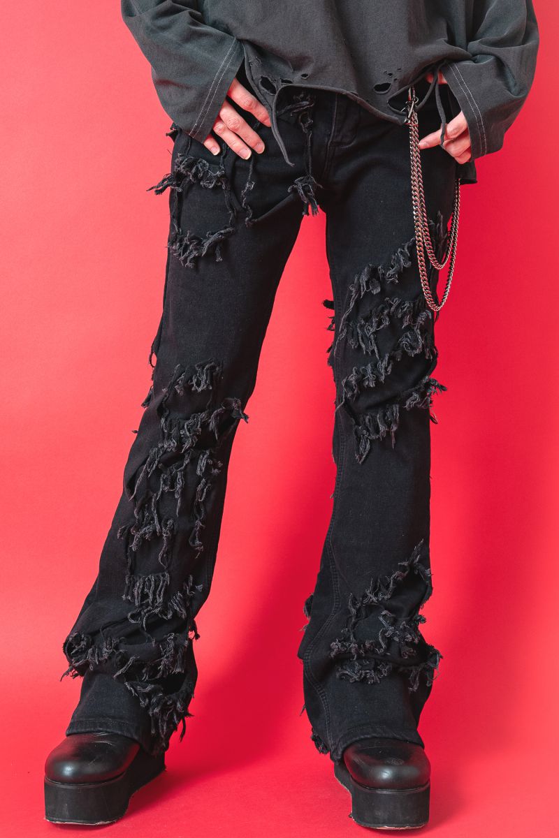 DIDU 2021 メッシュフレアパンツ レギンス アシメギャザーデザイン