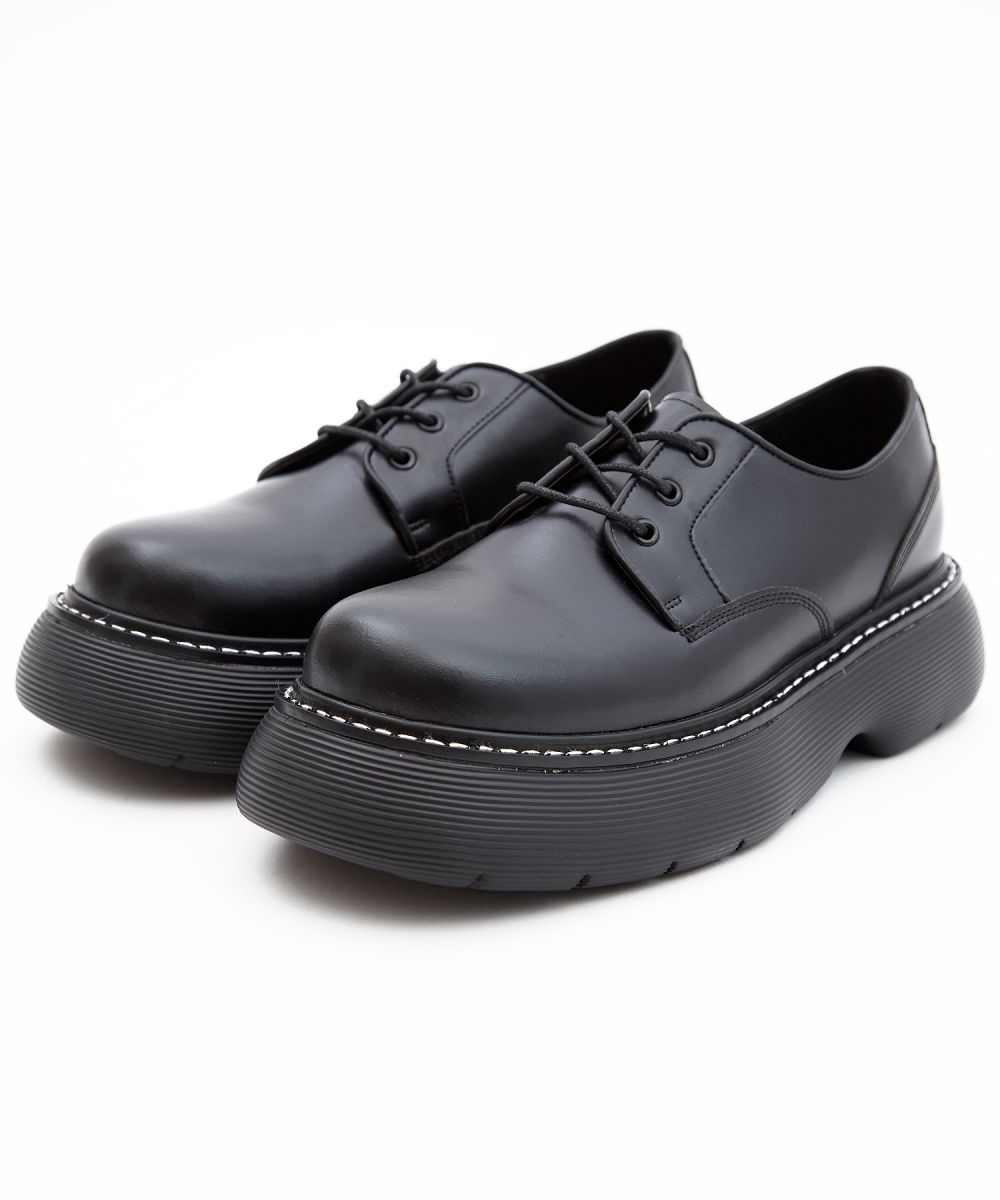 黒レザー ドレスシューズ shoes365】メンズ PUレザーハイソールシューズ（ドレスシューズ