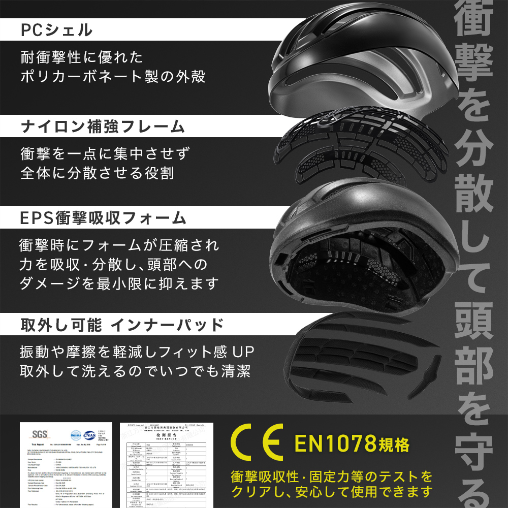 自転車 ヘルメット 調光 サングラス付き バイ...の詳細画像2