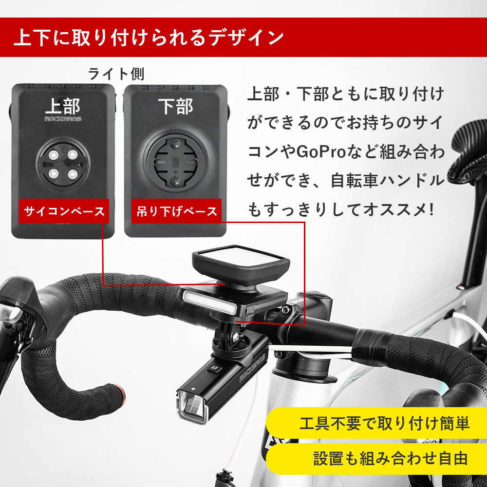ROCKBROS 自転車 ライト モバイルバッテリー 2way USB 充電式 端子 3