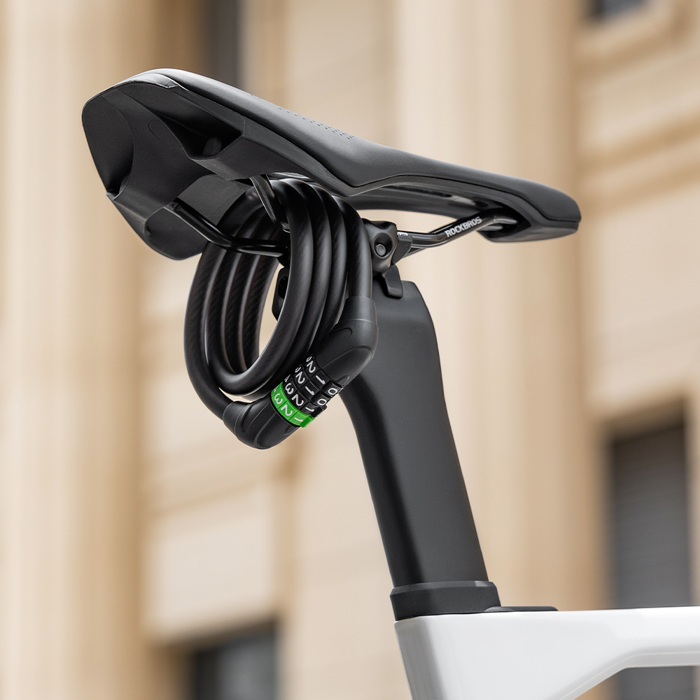 ROCKBROS 自転車 バイク 鍵 ケーブルロック ダイヤル式 4桁 長い 105cm