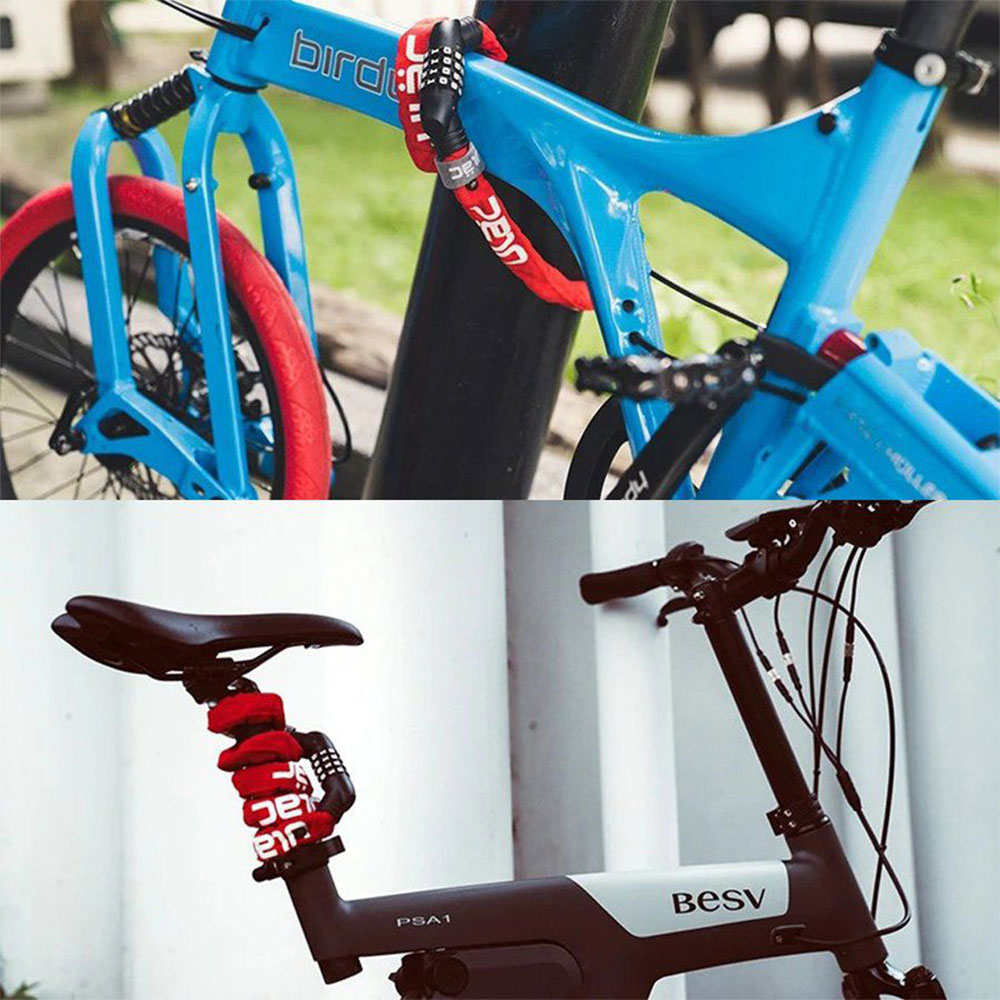 ROCKBROS 自転車 鍵 チェーン ダイヤル式 4桁 長い 100cm 5mm 頑丈