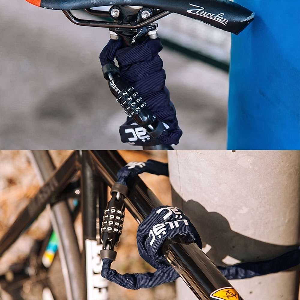 ROCKBROS 自転車 鍵 チェーン ダイヤル式 4桁 長い 120cm 4mm 頑丈