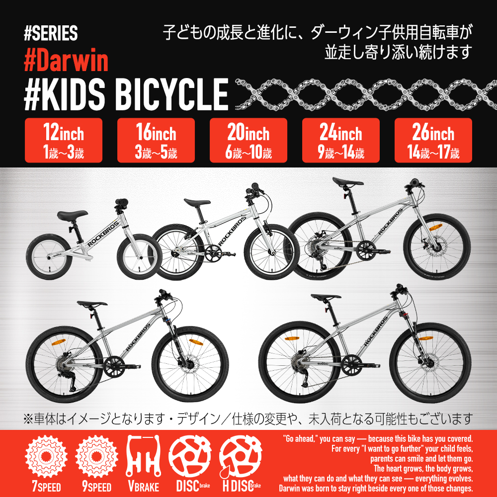 ROCKBROS 子供用自転車 24インチ ダーウィン 小学生 中学生 男の子