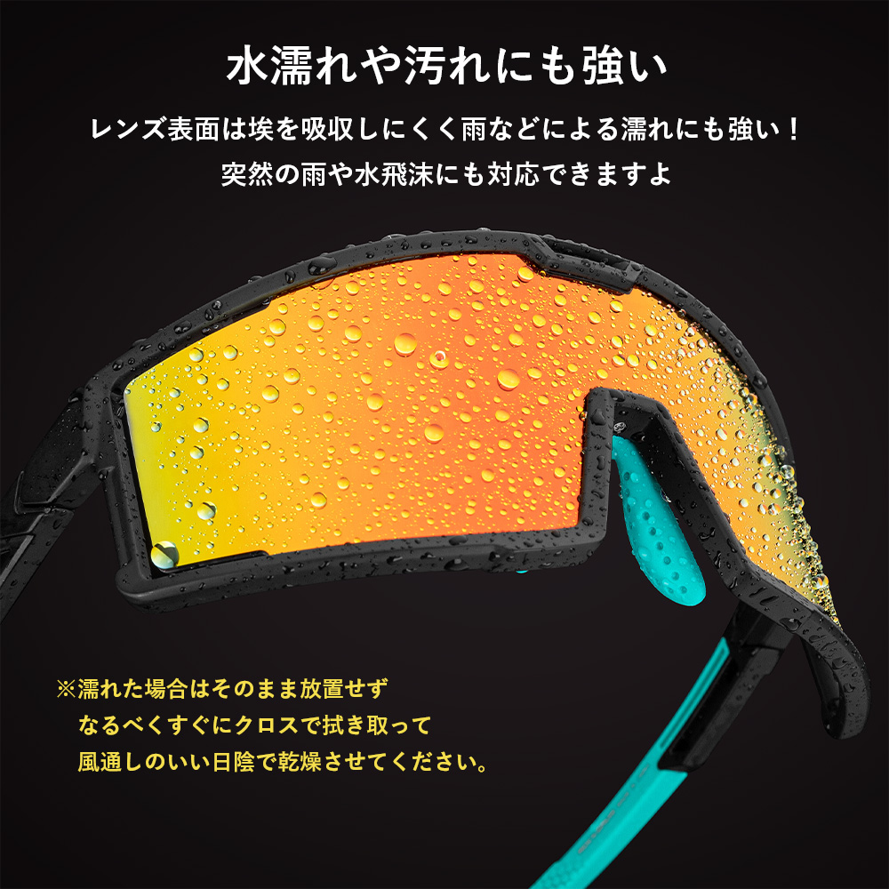スポーツサングラス 偏光 ミラーレンズ フルフレーム 眩しさ軽減
