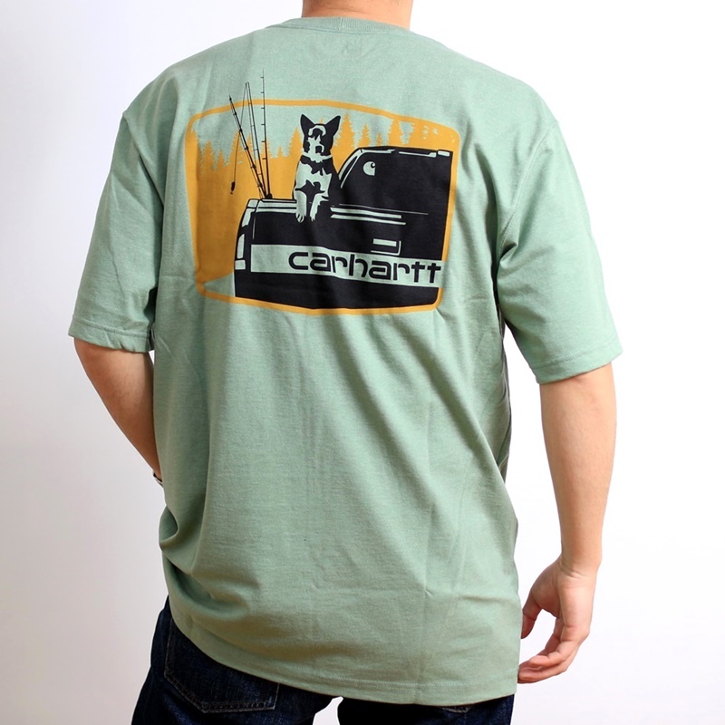 カーハート Carhartt Tシャツ 半袖 ポケット付き バックプリント ドッグ 犬 グラフィック ルーズフィット 大きいサイズ ビッグサイズ  (23-chrtt105716)