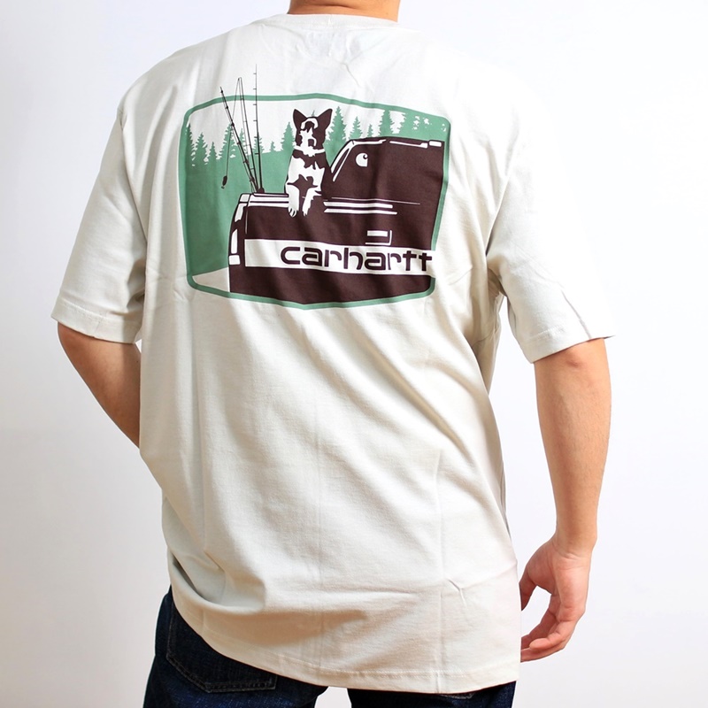 カーハート Carhartt Tシャツ 半袖 ポケット付き バックプリント ドッグ 犬 グラフィック ルーズフィット 大きいサイズ ビッグサイズ  (23-chrtt105716)