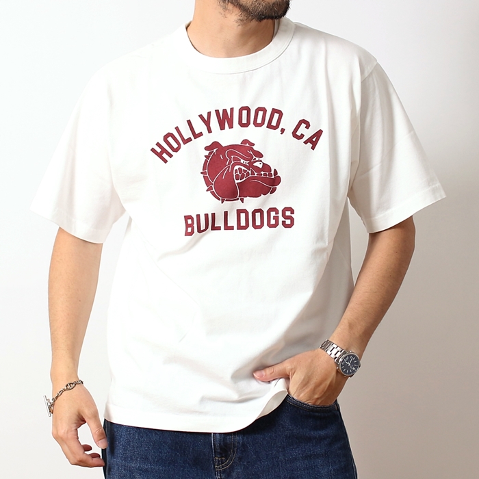 BARNS OUTFITTERS バーンズ アウトフィッターズ プリントTシャツ メンズ ブランド 2025年 春夏 Tシャツ 半袖 日本製 ピグメント染め ブルドックス (27-br25285) | BARNS OUTFITTERS | 01
