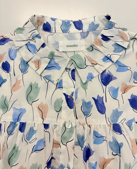 sosotto ソソット LIBERTYタナローン タック衿フレンチブラウス