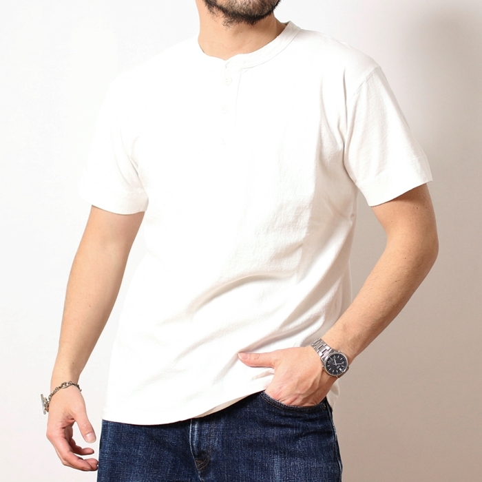 フェローズ Pherrow's Tシャツ 2024年 新作 24S-PHNT 半袖 Tシャツ 厚手 ヘンリーネック 3つボタン デザイン 無地 定番 メンズ ブランド アメカジ (32-24sphnt)｜rockingchair2822｜05