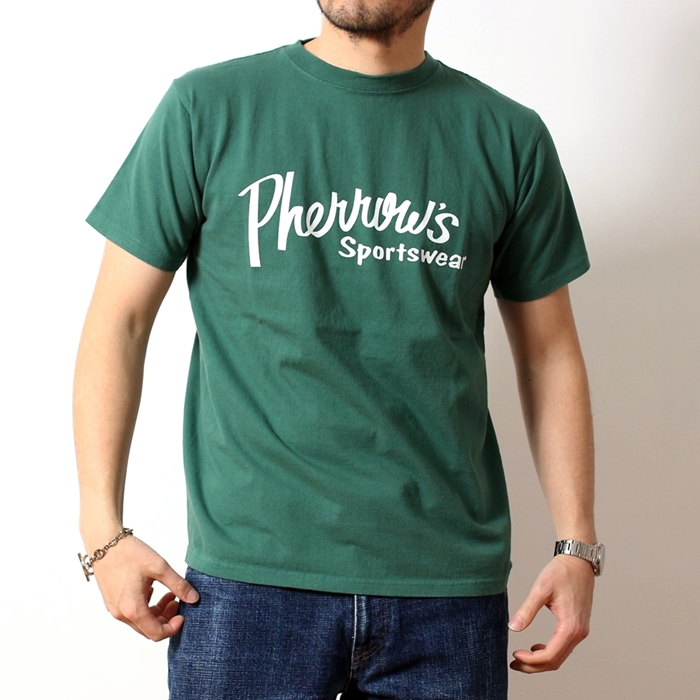 Pherrow&apos;s Tシャツ 24S-PT1 プリント 厚手 定番 ベーシック ブランド ロゴ メン...