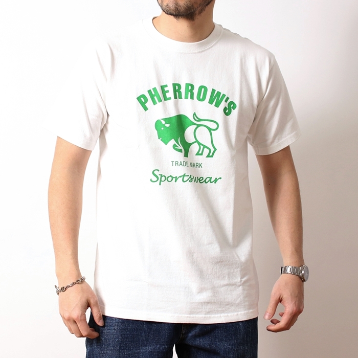Pherrow&apos;s フェローズ Tシャツ 24S-PT2 半袖 プリント 厚手 定番 バッファロー ...