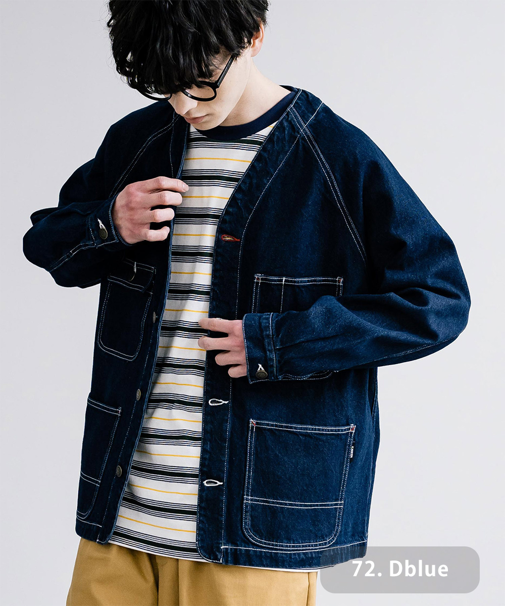 デニムジャケット メンズ レディース ノーカラー カバーオール オーバーサイズ ゆったり カジュアル ストリート 韓国 シンプル ワーク 春