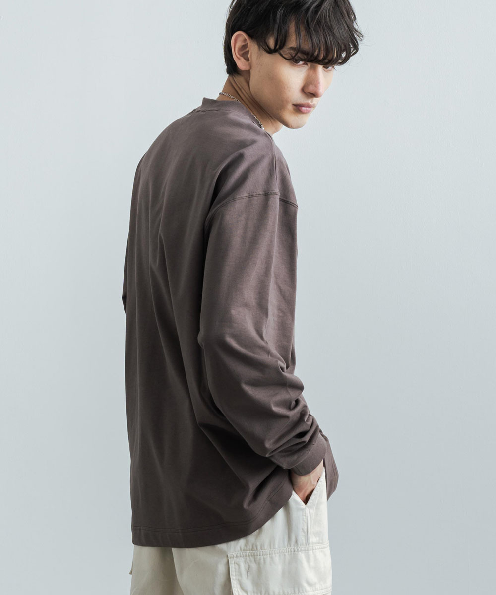 カットソー メンズ ビッグt 長袖 Tシャツ 無地 クルーネック 春秋冬 Aライン ボックスシルエット ドロップショルダー ボリュームスリーブ ゆったり リラックス 買取り実績