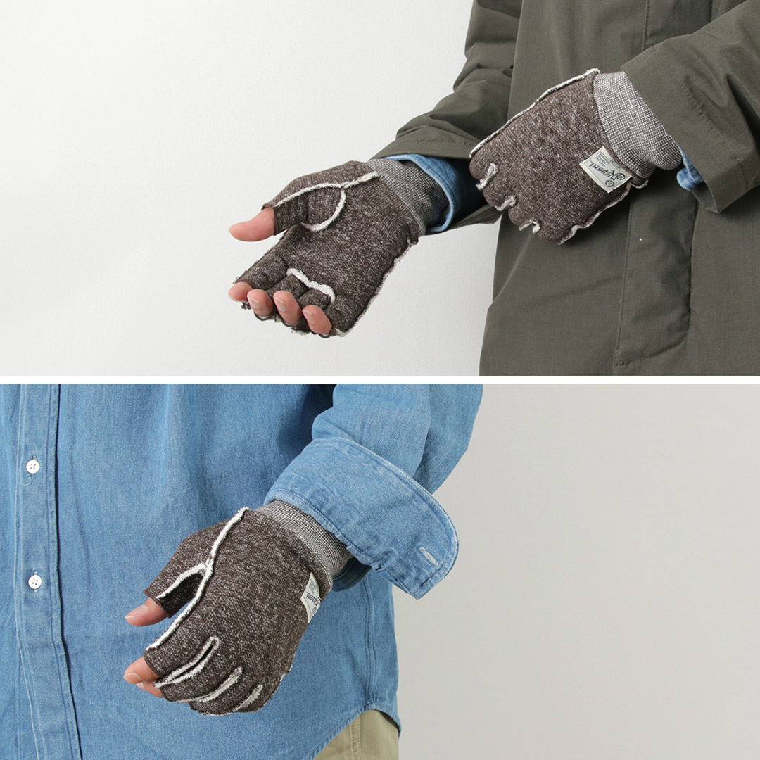 GUCCI 指なしグローブ グレー/パープル Kepani（ケパニ） サワロ-3 スウェット カットオフグローブ / メンズ