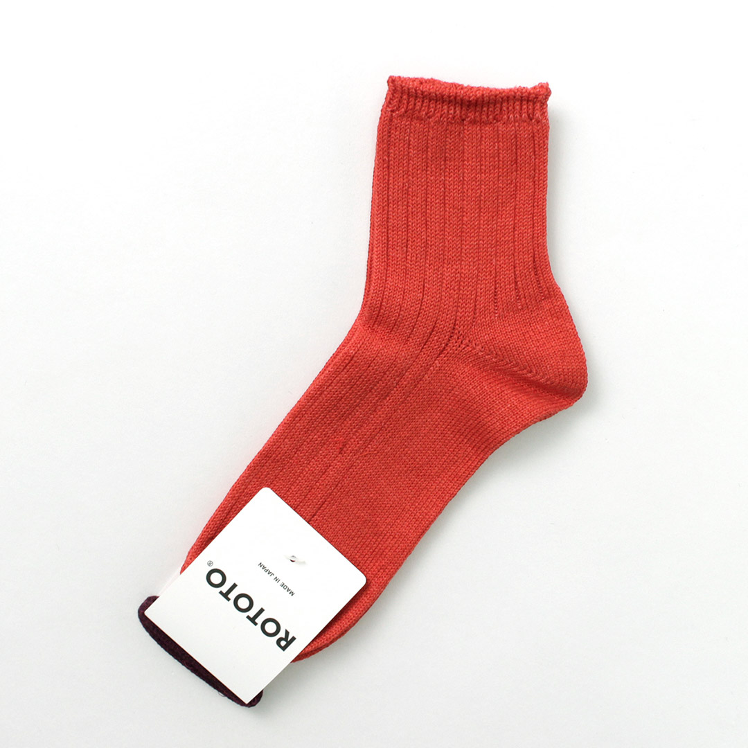 ROTOTO（ロトト） R1462 ショートリネンコットンリブソックス / 靴下 メンズ レディース 日本製 麻 綿