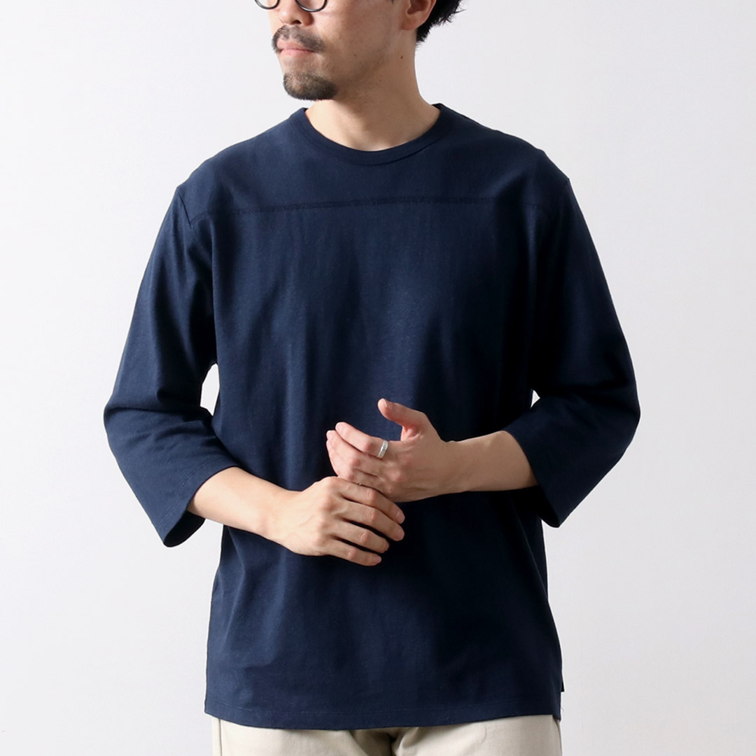ゴーヘンプGOHEMPインディゴ染五分袖オープンシャツ刺子？日本製 GOHEMP GOHEMP（ゴーヘンプ） ベーシック フットボール Tシャツ