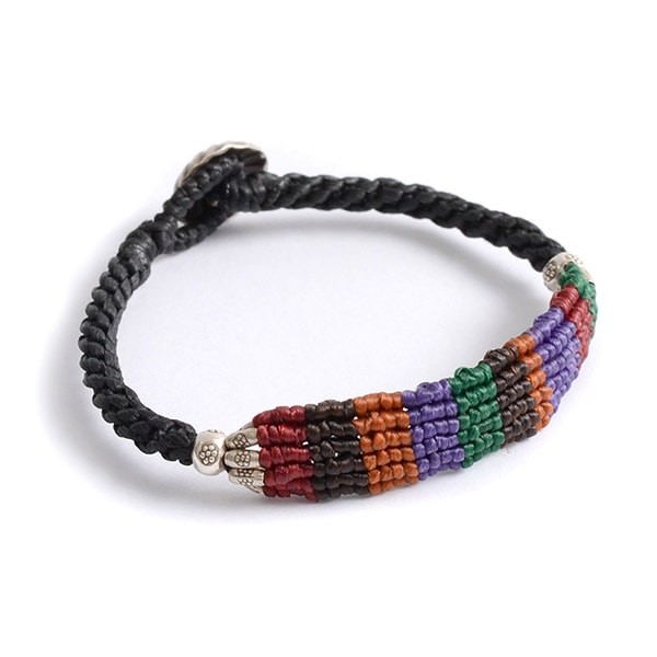 phaduA（パ・ドゥア） マルチボーダー ブレイド ワックスコード ブレスレット / カレンシルバー / メンズ / レディース / ペア可 | ROCOCO | 02