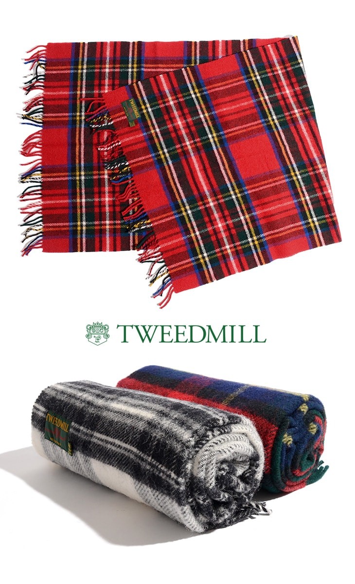 TWEED MILL（ツイードミル） 76×175 タータンチェック ブランケット ウール ラグ 大判ストール ショール イギリス製 :  011354-0-01 : ROCOCO Yahoo!店 - 通販 - Yahoo!ショッピング