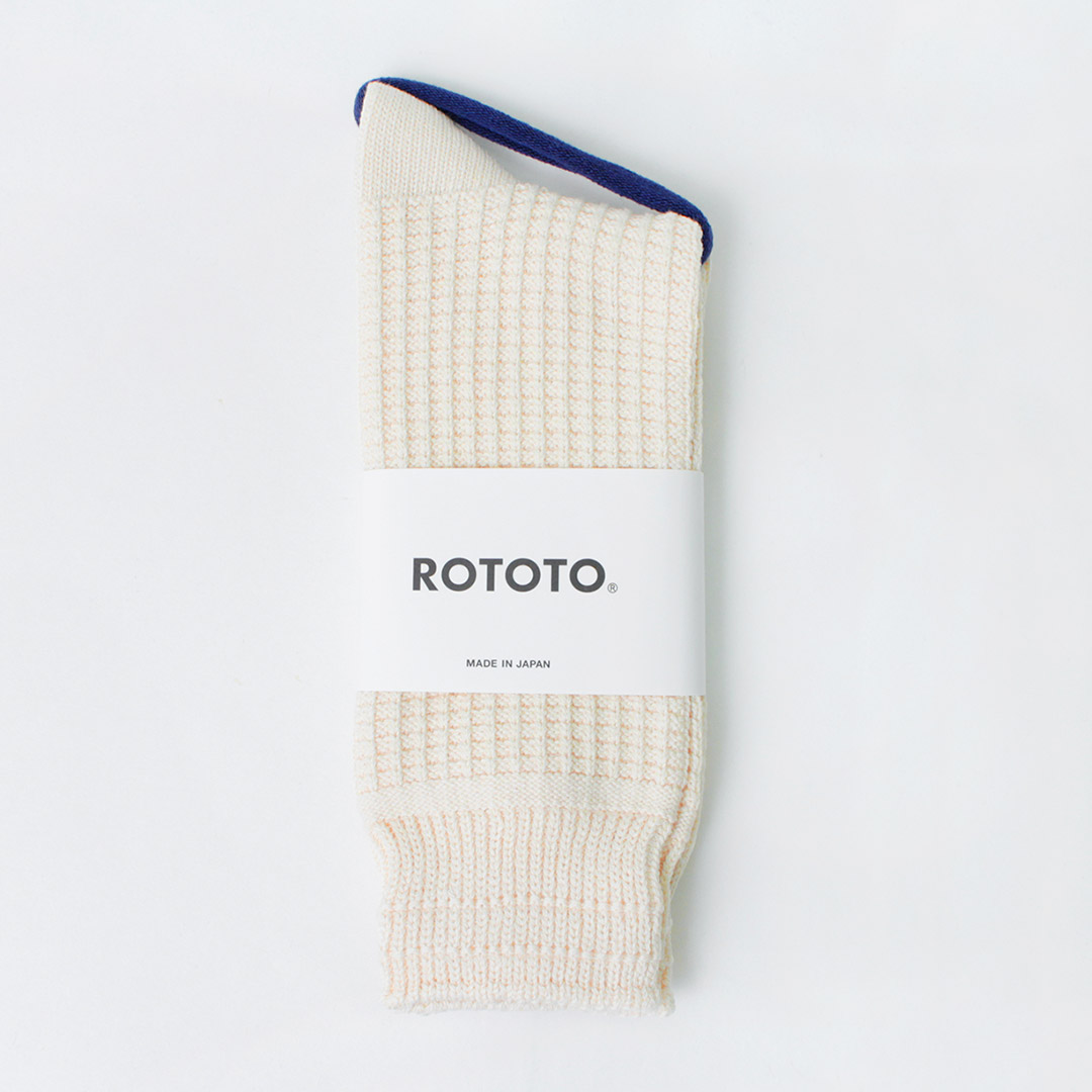 ROTOTO（ロトト） コットンワッフル クルーソックス / メンズ