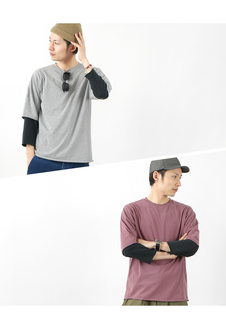 REMI RELIEF（レミレリーフ） 別注 度詰め天竺 グランジ 7分袖 Tシャツ 
