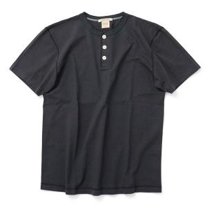 BARNS（バーンズ） BR-8146 小寸編み ヘンリーネック 半袖 Tシャツ / フラットシーマ...