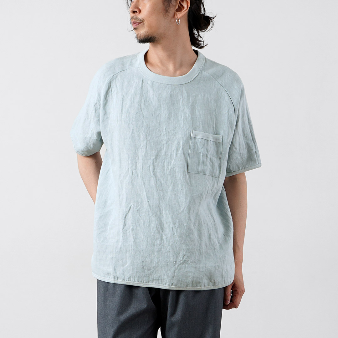 RE MADE IN TOKYO JAPAN（アールイー） フレンチリネンTシャツ 日本製 / メンズ 半袖 麻 | Re made in tokyo japan | 02