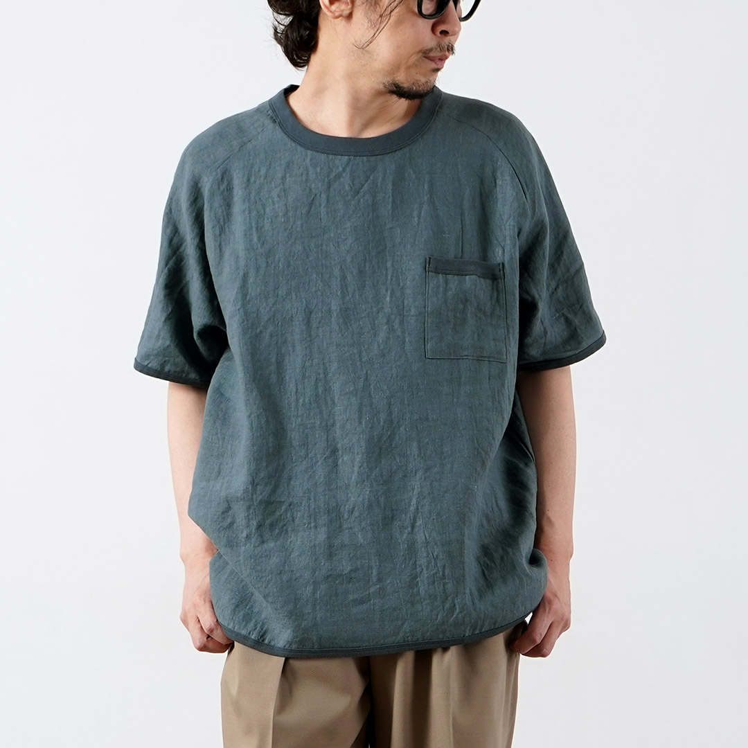 RE MADE IN TOKYO JAPAN（アールイー） フレンチリネンTシャツ 日本製 / メンズ 半袖 麻 | Re made in tokyo japan | 03