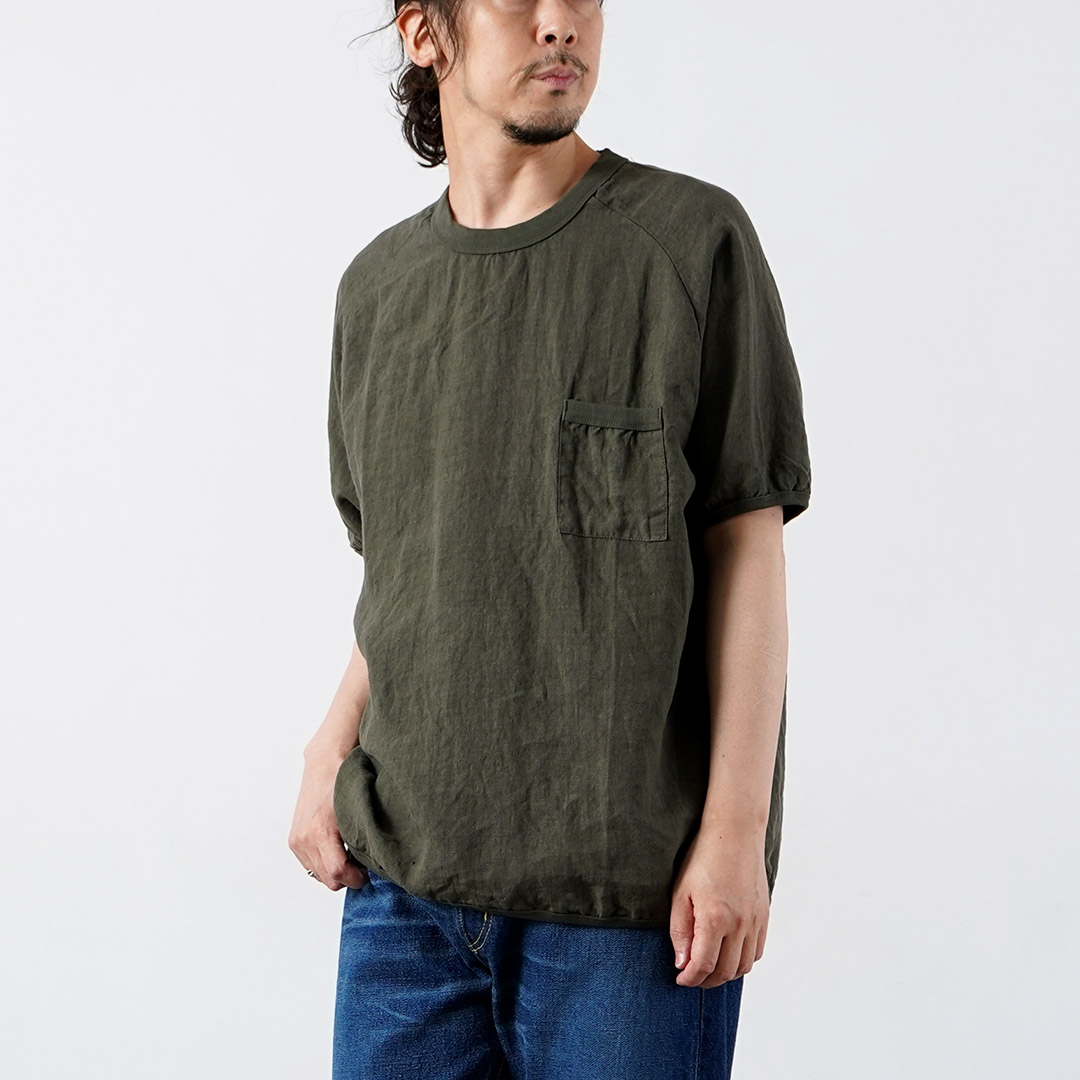 RE MADE IN TOKYO JAPAN（アールイー） フレンチリネンTシャツ 日本製 / メンズ 半袖 麻 | Re made in tokyo japan | 05