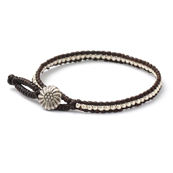 phaduA（パ・ドゥア） ワックスコード シルバー 一連 コンチョ ブレスレット / メンズ / レディース / ペア可 | ROCOCO | 02