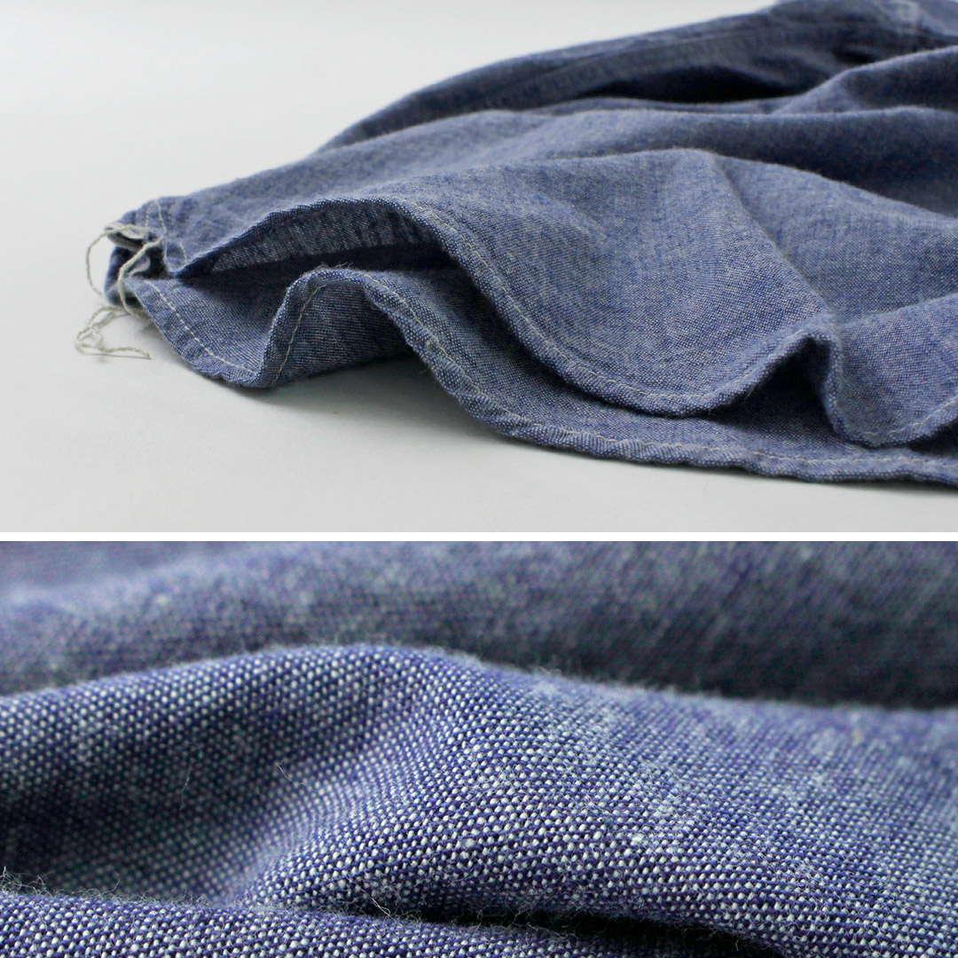 FOB FACTORY F3428 セルヴィッチシャンブレー バンドカラーシャツ FOB FACTORY（FOBファクトリー） F3428 セルヴィッチ